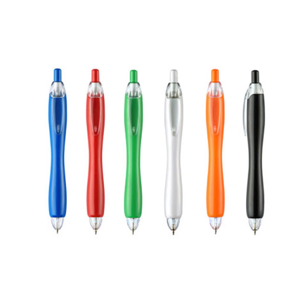 Bolígrafo Plástico Curvo con Pulsador de Color