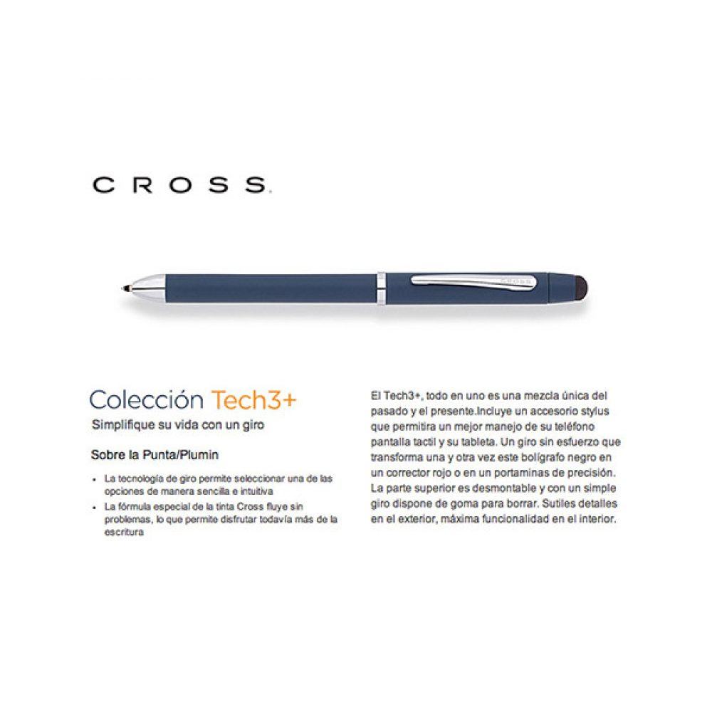 Bolígrafo Multifuncion (Doble Bol. Y Port. 0.5 MM) CROSS TECH3 Azul Satén